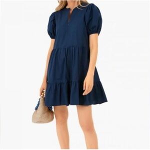 Hyacinth House Tuckernuck Navy Zipper Mini Ellie Dress Size Medium NWT